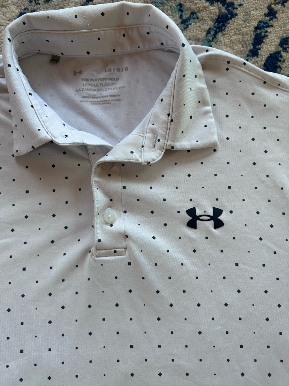 Under Armour Men’s White Polo with Dot Pattern - Picture 2 of 3